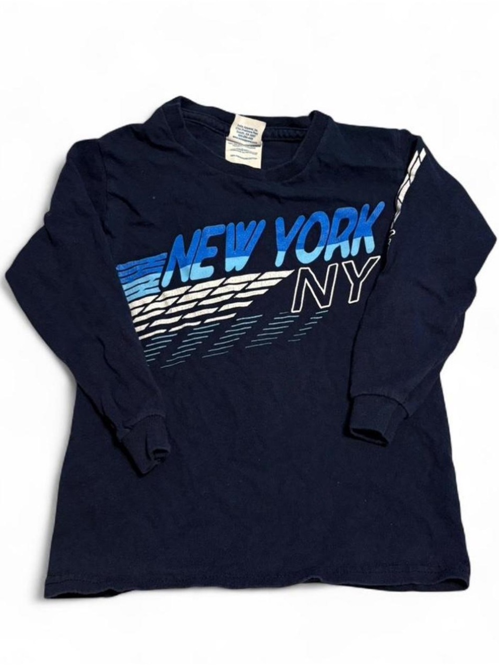 Kids Long Sleeve 'New York' Graphic Tee - Navy Blue